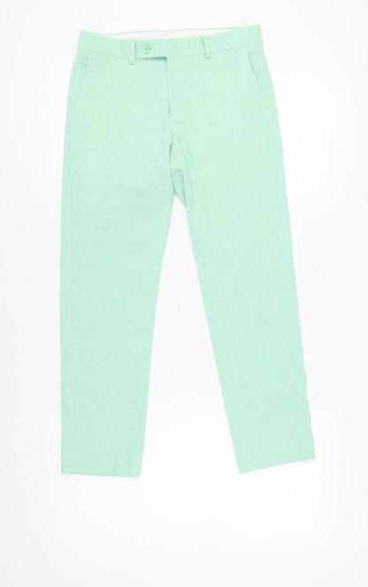 boohooMAN Men's Green Chino Trousers, Size 28