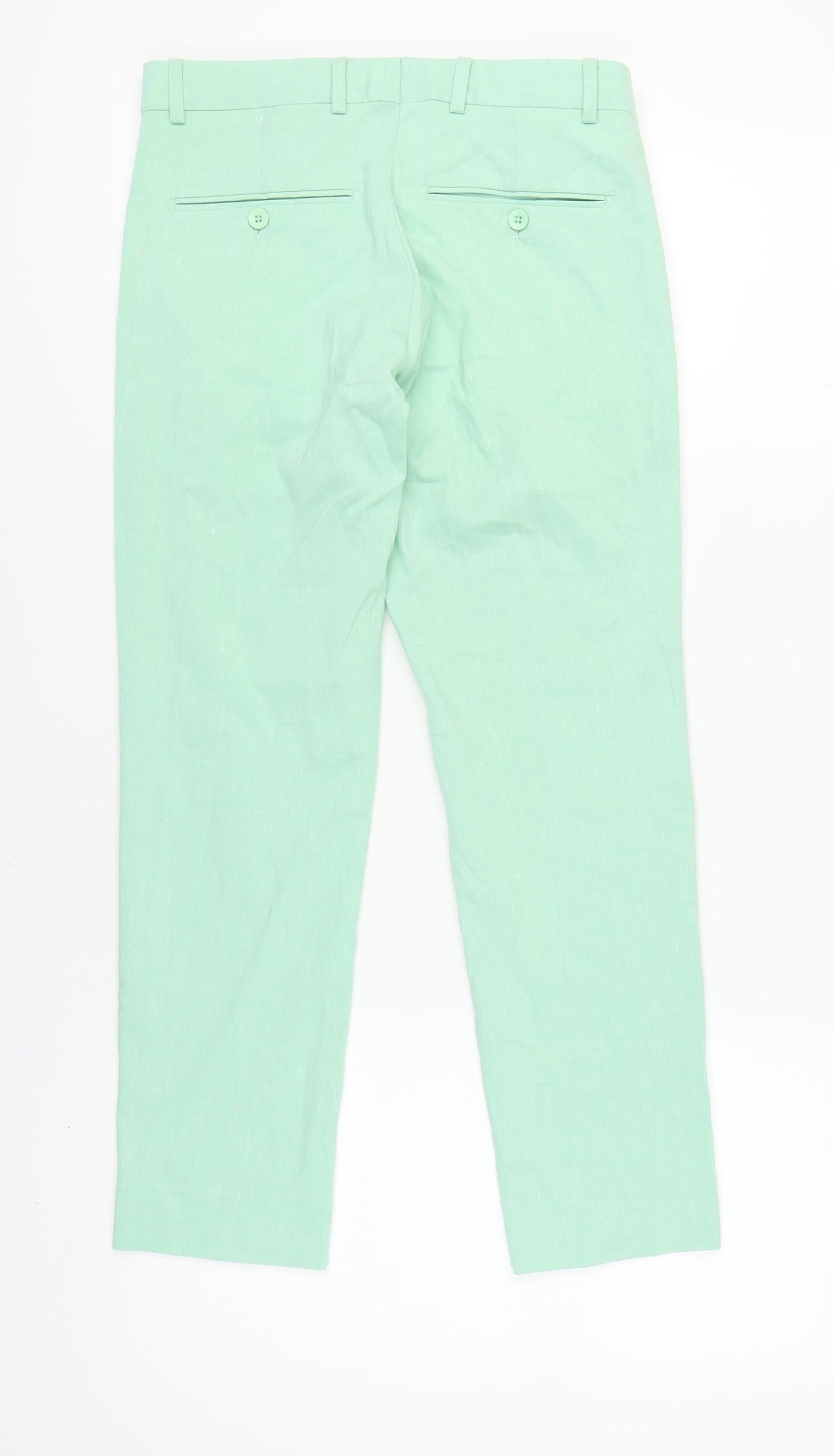 boohooMAN Men's Green Chino Trousers, Size 28