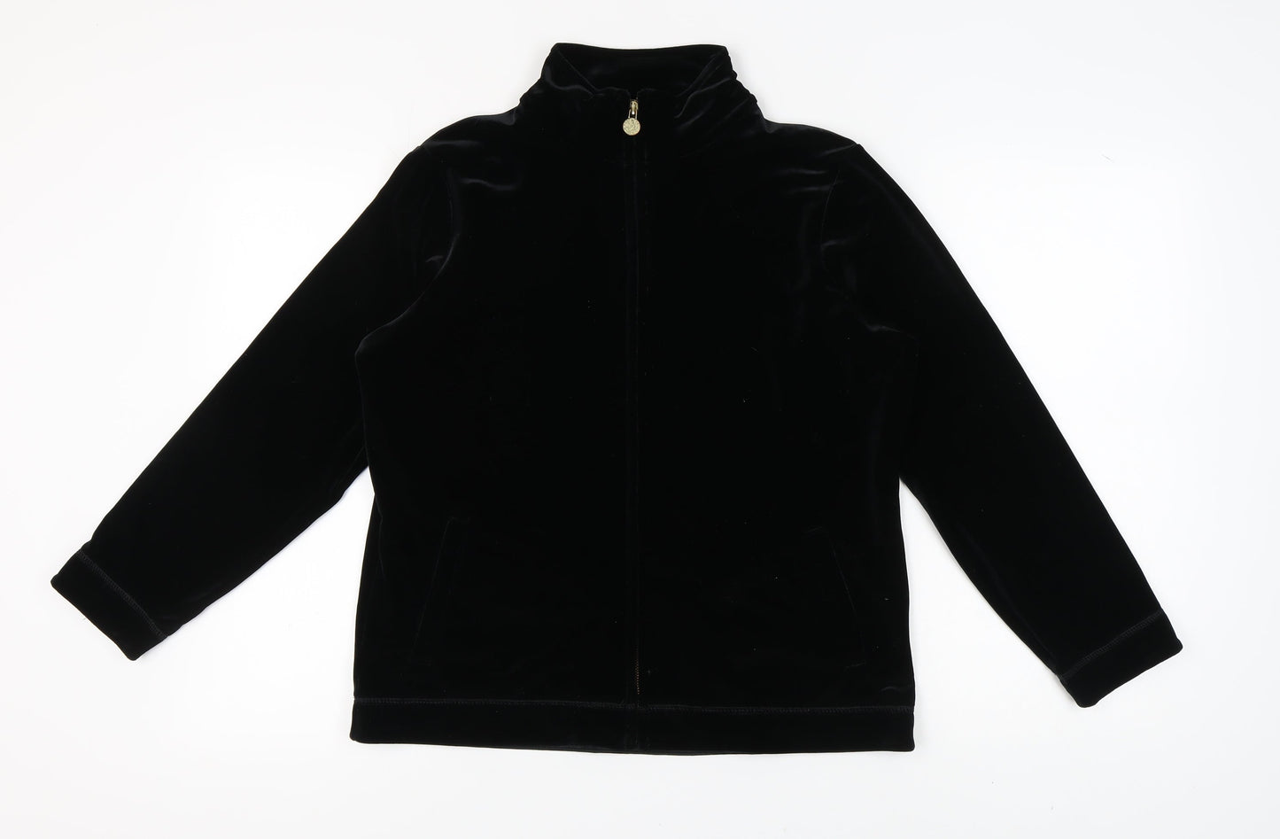 Womens UK Size 14 Marks and Spencer Black Full Zip Sweatshirt