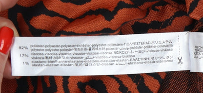 Bershka Women's Orange Zebra Slip Dress Size 12