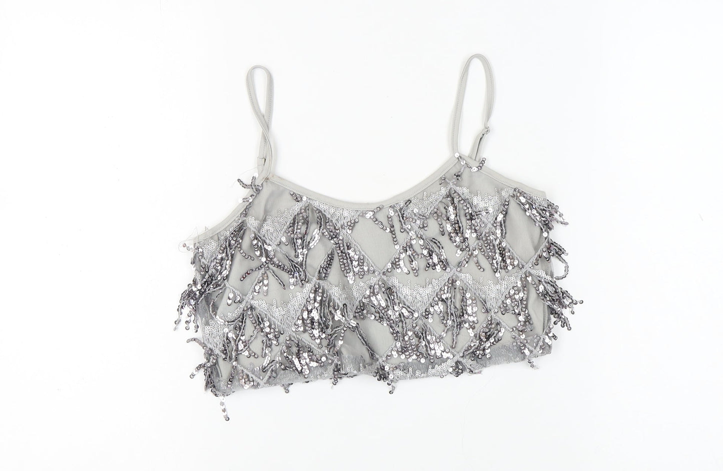 New Look Women's Silver Sequin Camisole Top UK 10