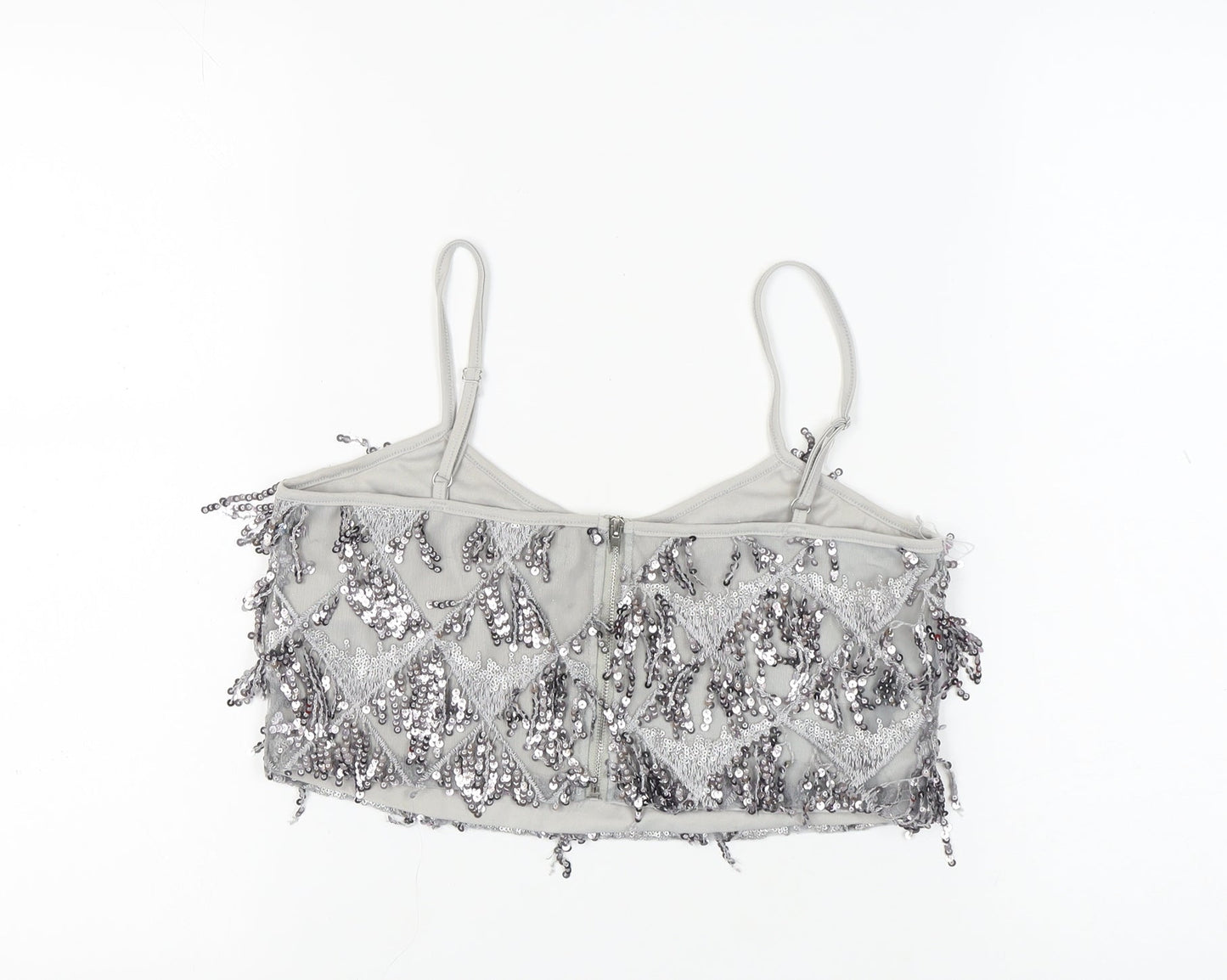 New Look Women's Silver Sequin Camisole Top UK 10