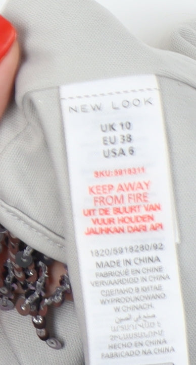 New Look Women's Silver Sequin Camisole Top UK 10