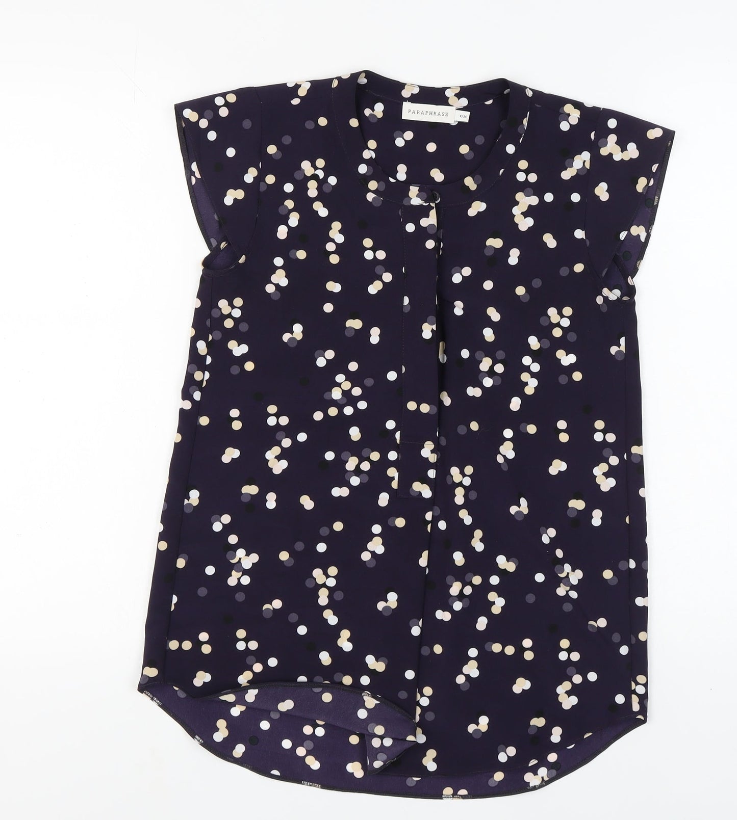 Paraphrase Womens Blue Polka Dot Blouse Size 8
