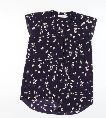 Paraphrase Womens Blue Polka Dot Blouse Size 8