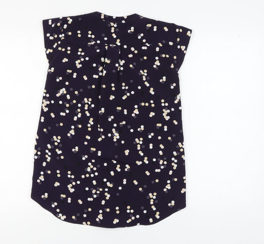 Paraphrase Womens Blue Polka Dot Blouse Size 8