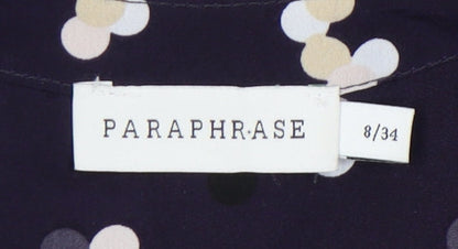 Paraphrase Womens Blue Polka Dot Blouse Size 8