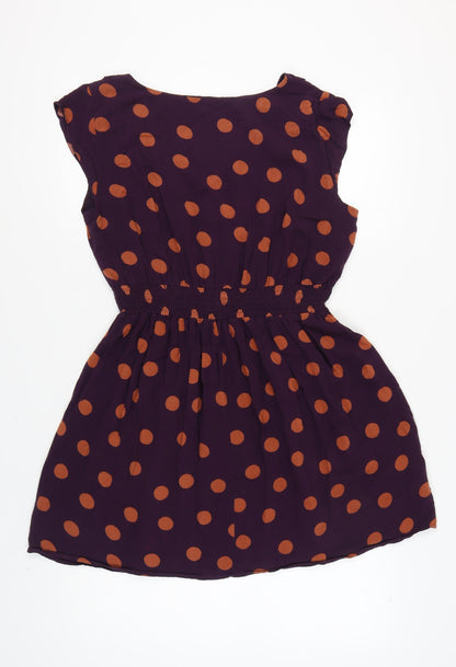Next Women's Purple Polka Dot A-Line Dress, Size 12