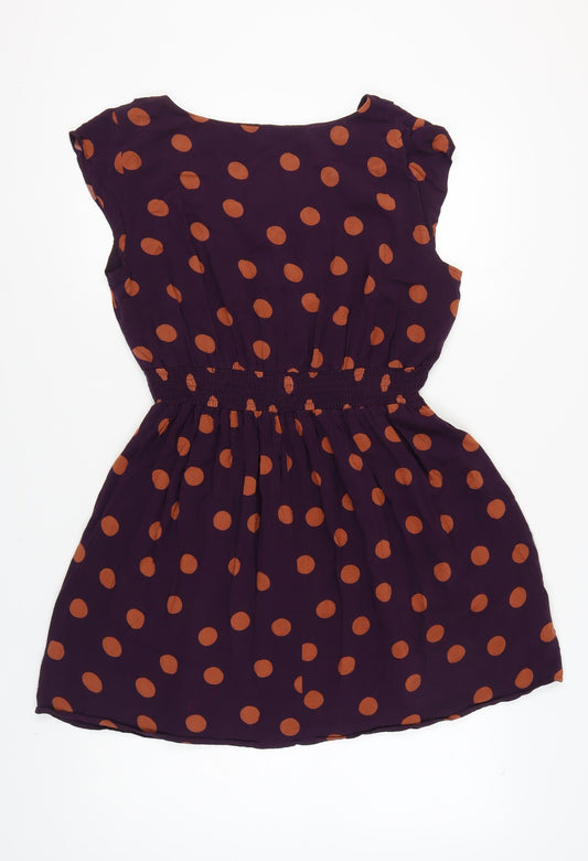 Next Women's Purple Polka Dot A-Line Dress, Size 12