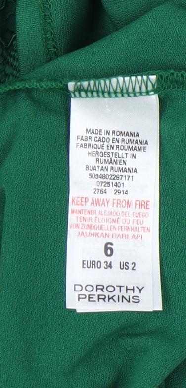 Dorothy Perkins Women's Green Lace A-Line Dress - Size 6