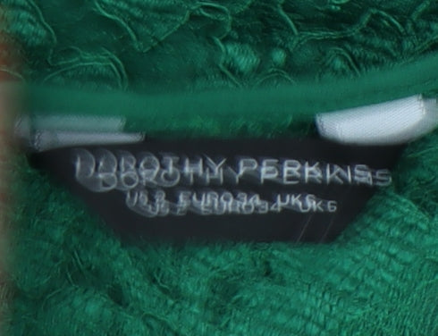 Dorothy Perkins Women's Green Lace A-Line Dress - Size 6