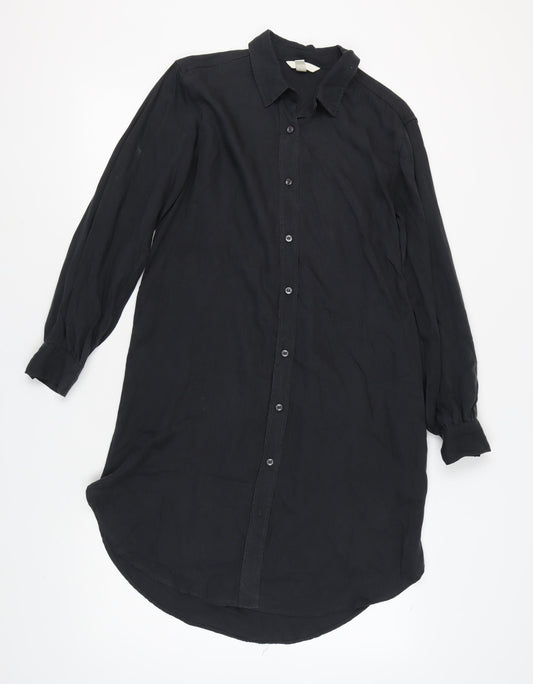H&M Women's Black Shirt Dress, Size 8 Long Sleeve