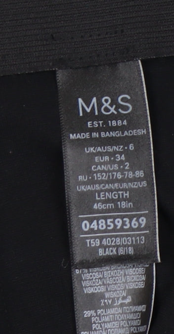 Marks and Spencer Women's Black Pencil Skirt, Size 6