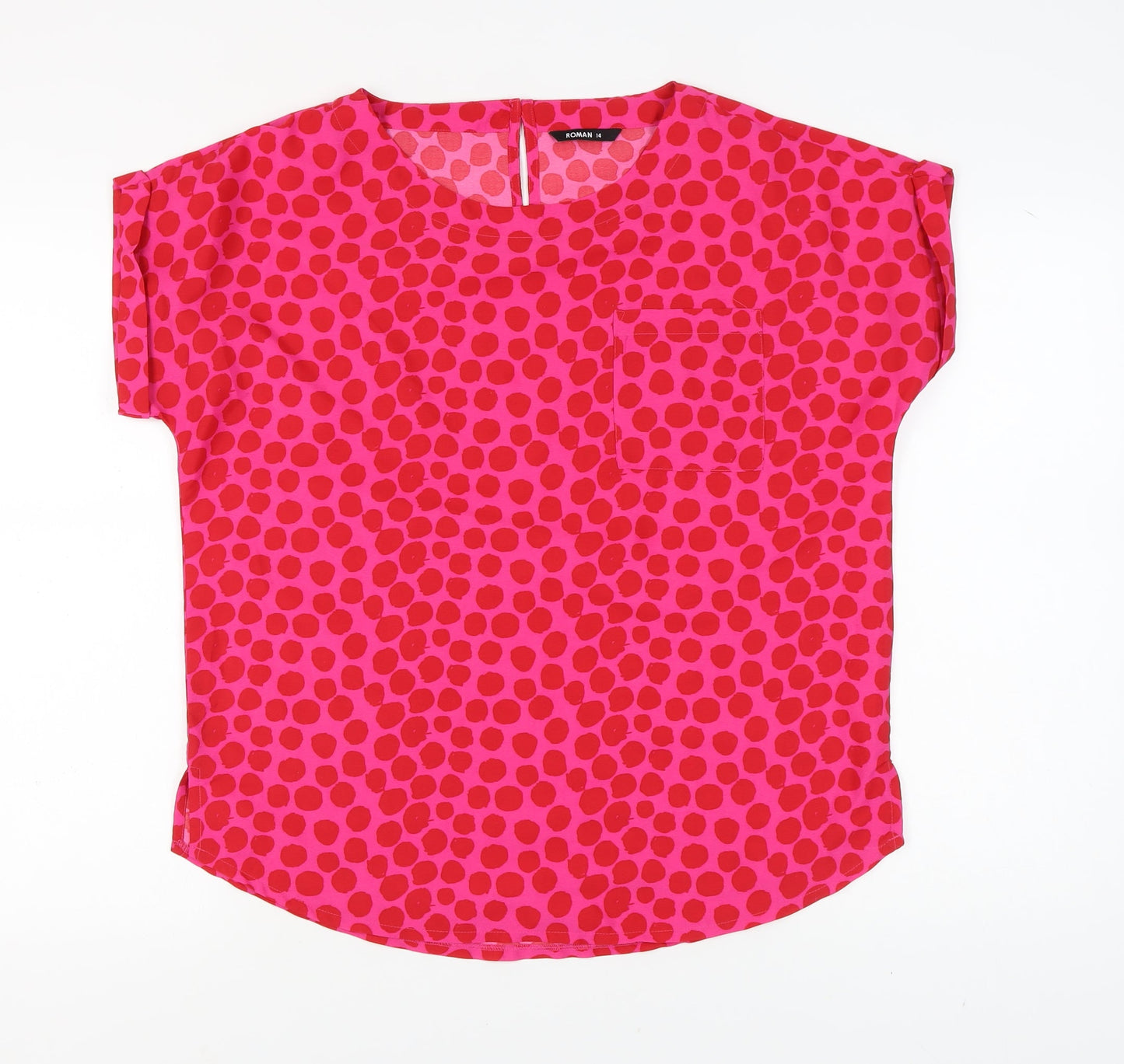 Womens UK Size 14 Roman Pink Basic Blouse