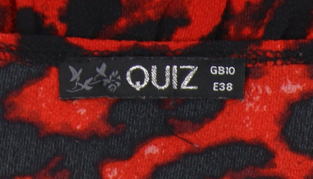 Quiz Women's Red Animal Print Wrap Blouse Size 10
