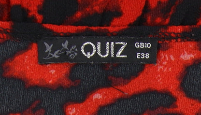 Quiz Women's Red Animal Print Wrap Blouse Size 10