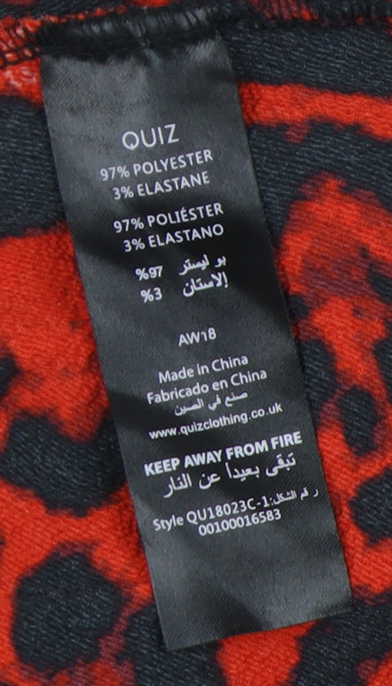 Quiz Women's Red Animal Print Wrap Blouse Size 10