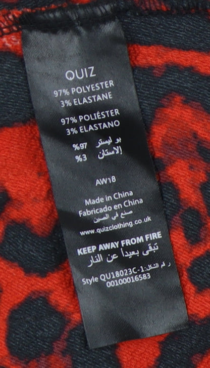 Quiz Women's Red Animal Print Wrap Blouse Size 10