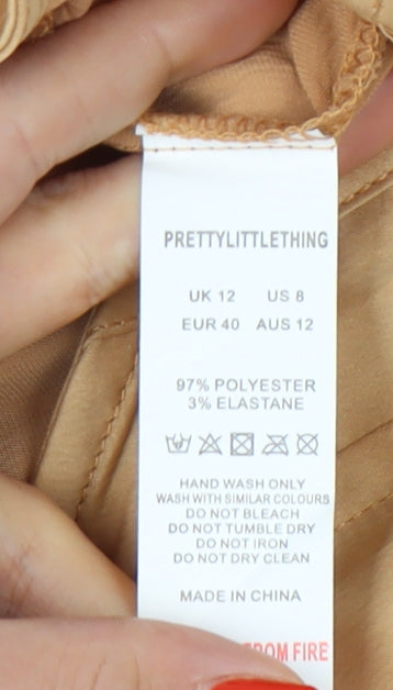 Womens UK Size 12 PRETTYLITTLETHING Beige Cropped Blouse
