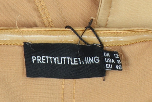 Womens UK Size 12 PRETTYLITTLETHING Beige Cropped Blouse
