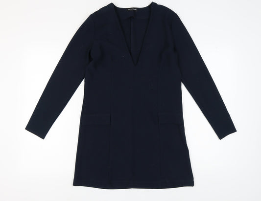 PrettyLittleThing Women's Blue V-Neck Dress Size 8