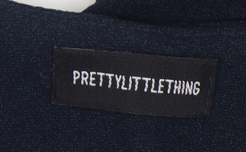 PrettyLittleThing Women's Blue V-Neck Dress Size 8