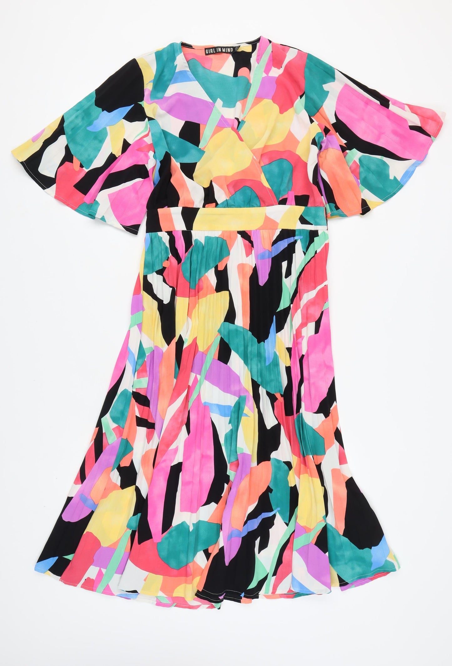 Girl in Mind Women's Multicoloured V-Neck Dress, Size 12