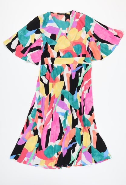 Girl in Mind Women's Multicoloured V-Neck Dress, Size 12