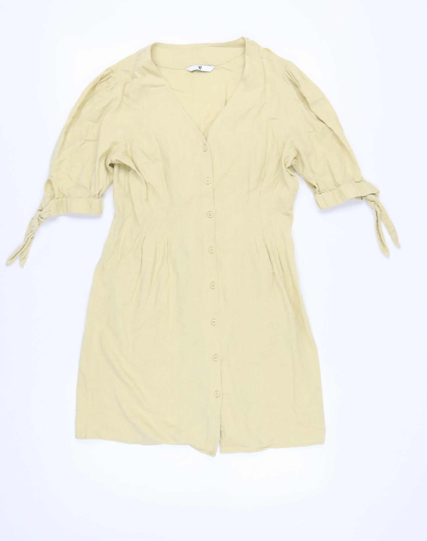 Very Women's Beige Puff Sleeve Button Dress