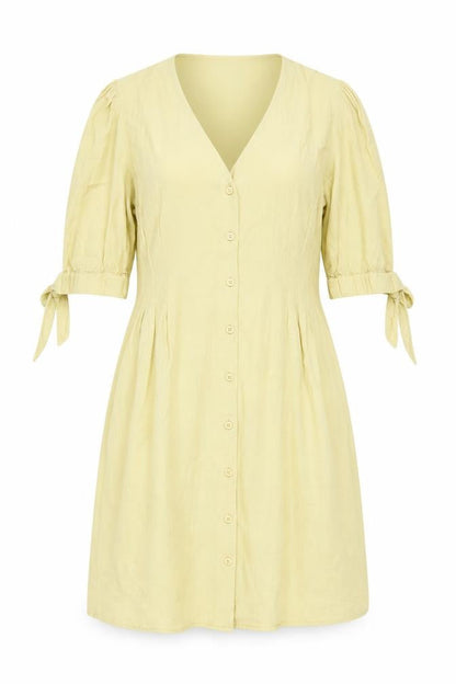 Very Women's Beige Puff Sleeve Button Dress