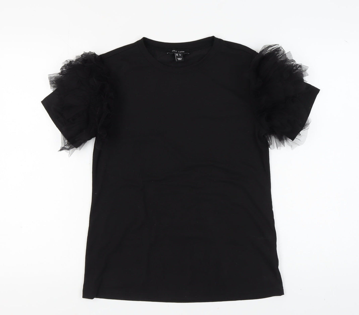 New Look Women’s Black Puff Sleeve T-Shirt Size 8