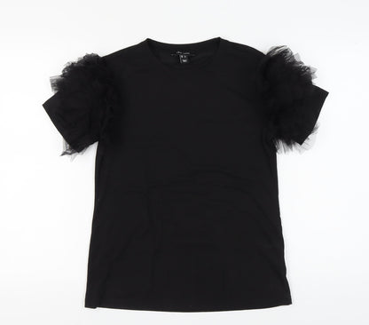 New Look Women’s Black Puff Sleeve T-Shirt Size 8