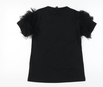 New Look Women’s Black Puff Sleeve T-Shirt Size 8