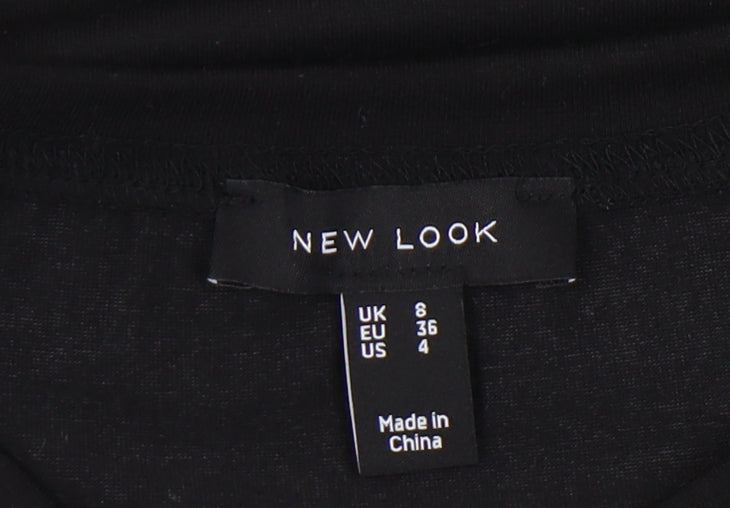 New Look Women’s Black Puff Sleeve T-Shirt Size 8