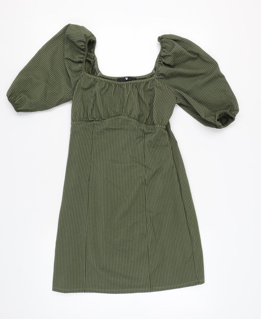 Very Women's Green Striped Dress, Size 12
