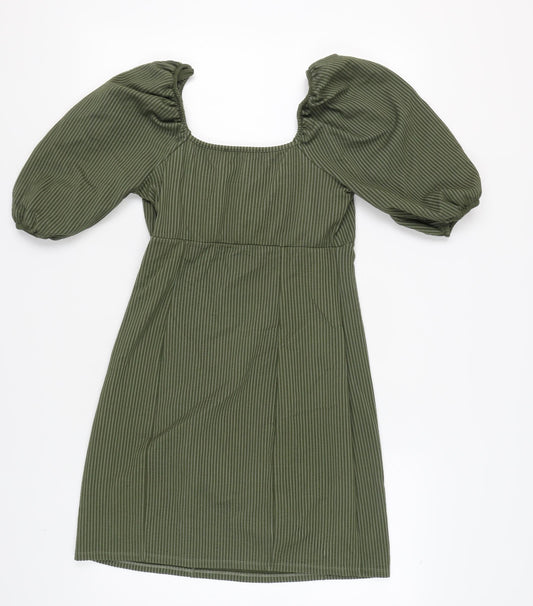 Very Women's Green Striped Dress, Size 12