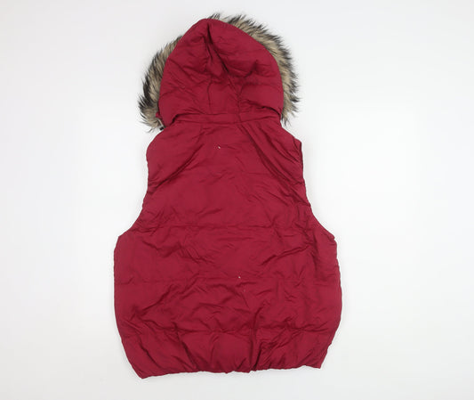 Gap Women's Red XL Puffer Waistcoat, Hooded & Insulated