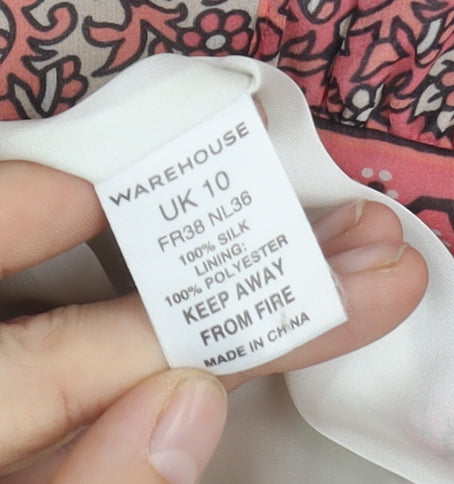 Warehouse Women's Multicoloured Dress Size 10 Silk Lined