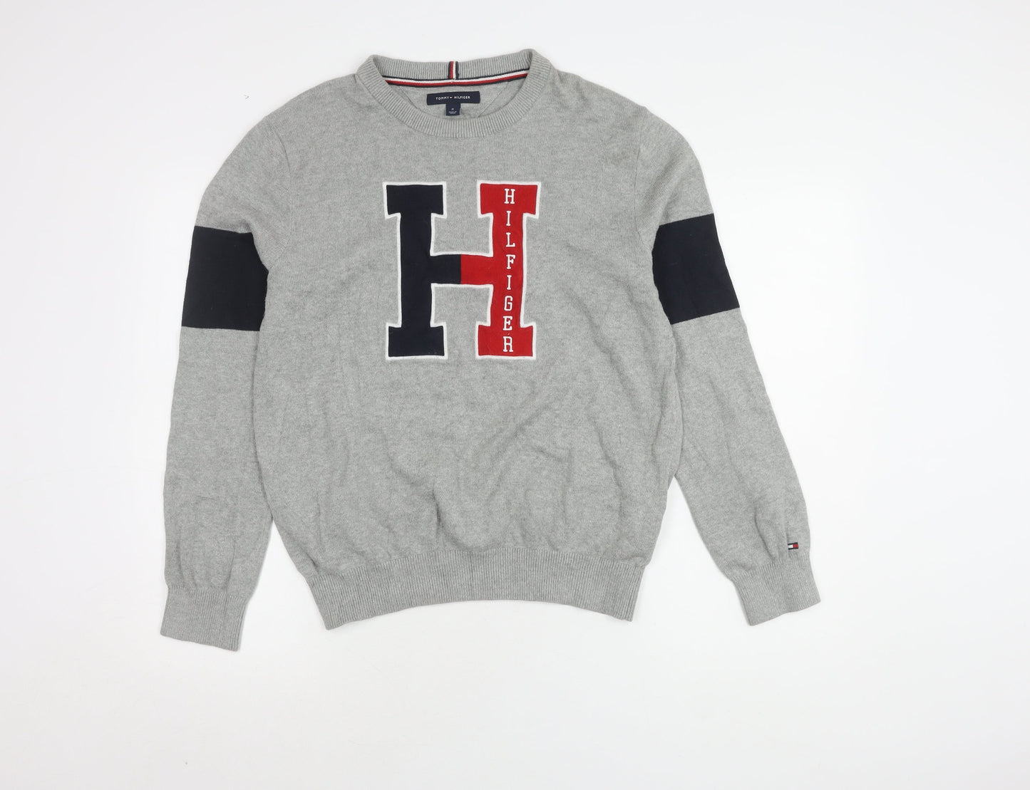 Tommy Hilfiger Men's Grey Logo Pullover Jumper M