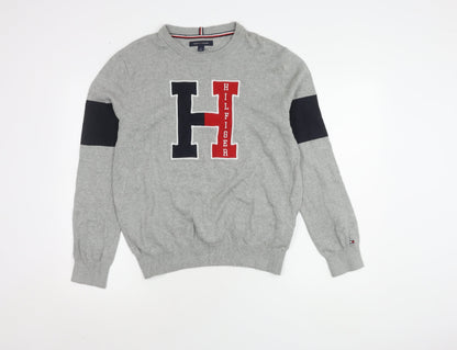Tommy Hilfiger Men's Grey Logo Pullover Jumper M
