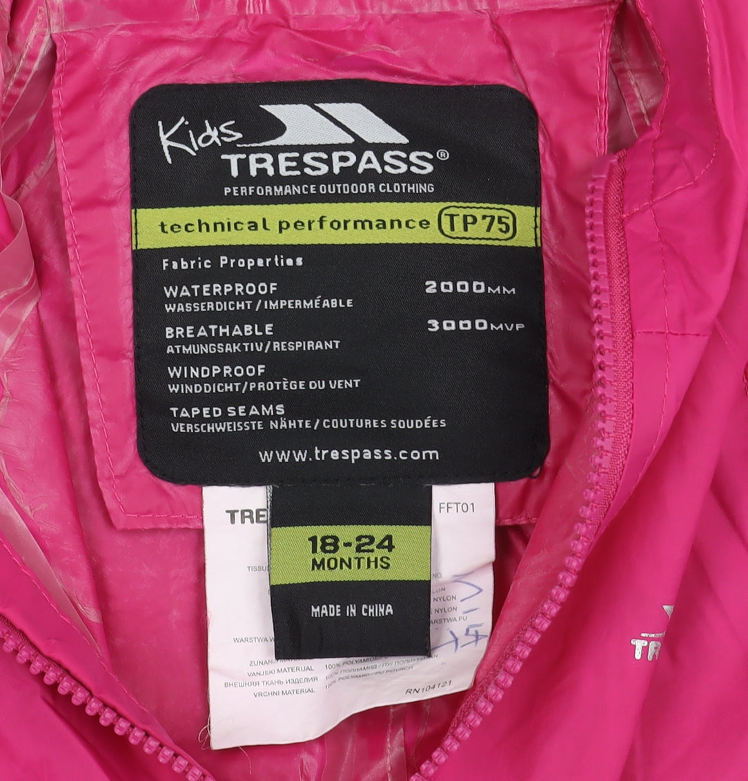 Trespass Girls Pink Snowsuit, Size 18-24 Months, Waterproof