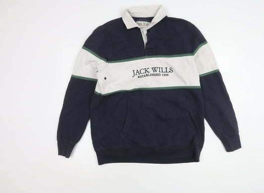 Jack Wills Men's Blue Colourblock Polo L