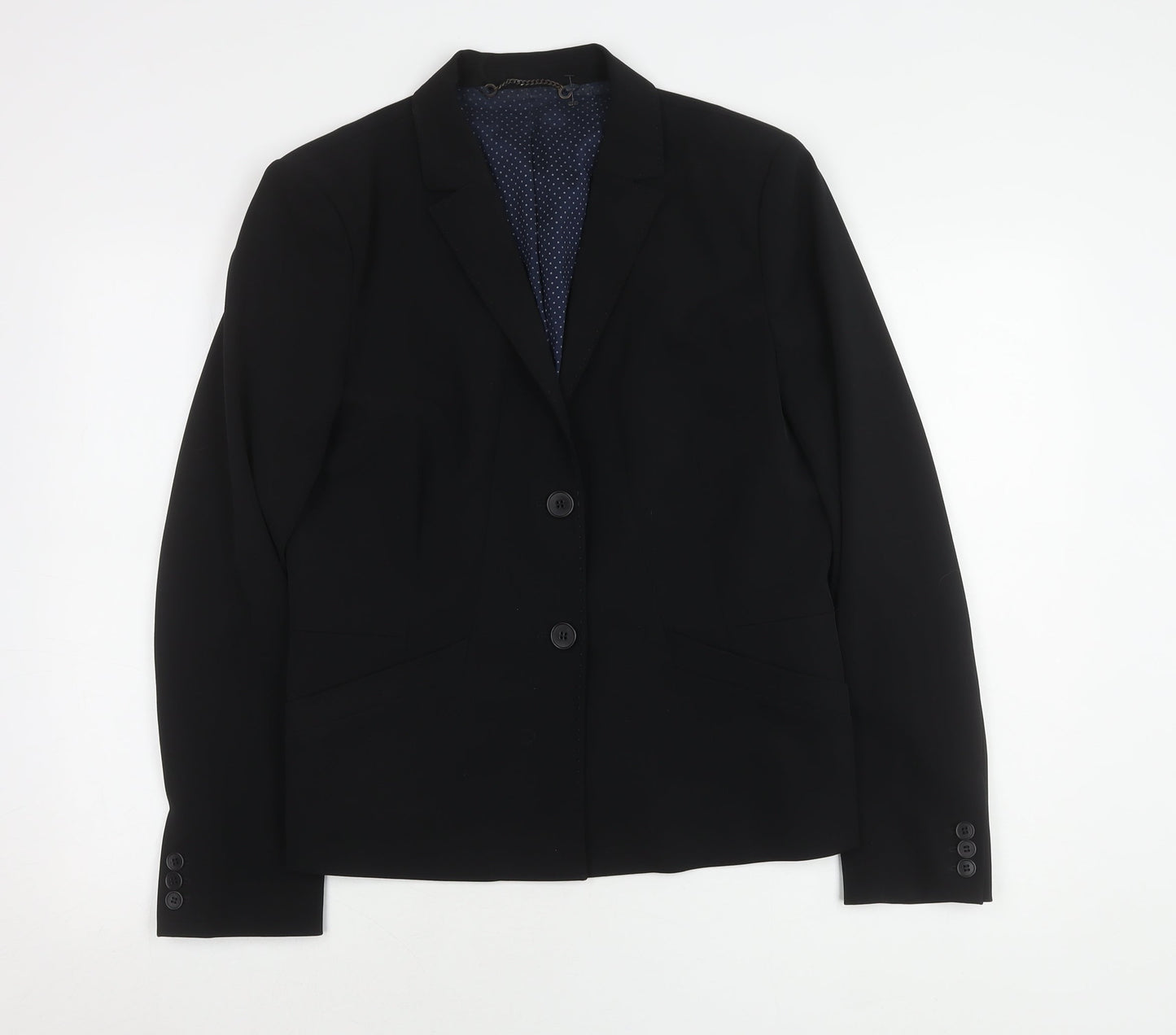 Jigsaw Women's Black Blazer UK 16 Polka Dot Lining