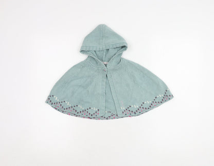 Fat Face Girls Blue Hooded Knit Cape S Excellent Condition