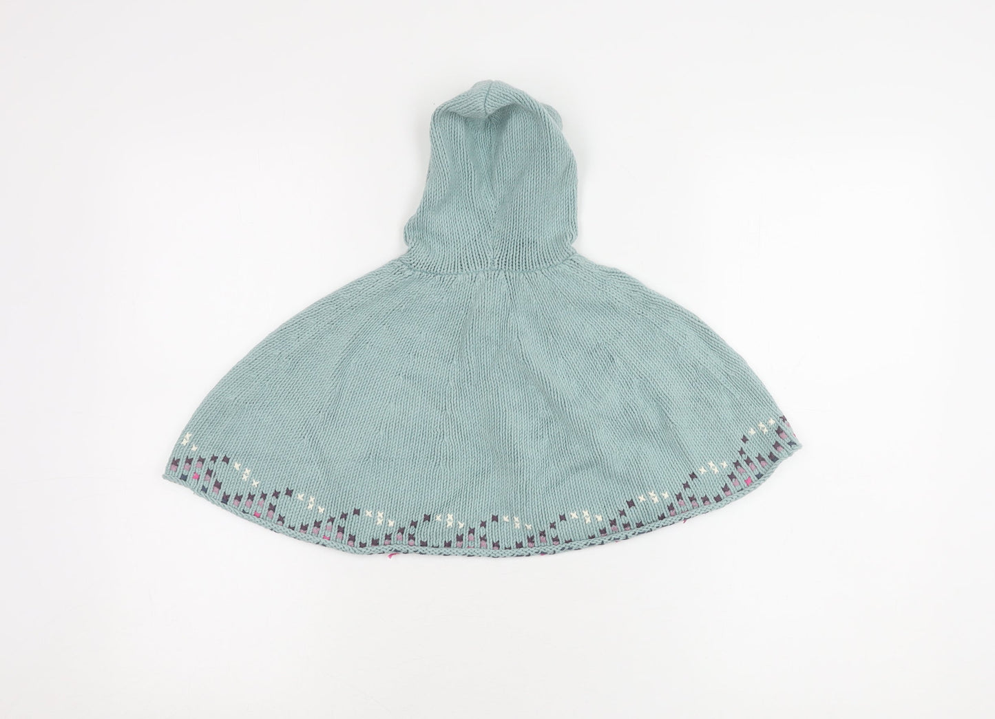 Fat Face Girls Blue Hooded Knit Cape S Excellent Condition