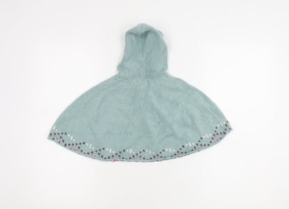 Fat Face Girls Blue Hooded Knit Cape S Excellent Condition