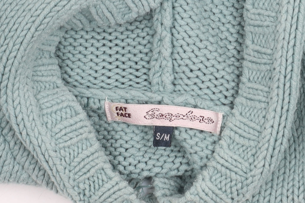 Fat Face Girls Blue Hooded Knit Cape S Excellent Condition