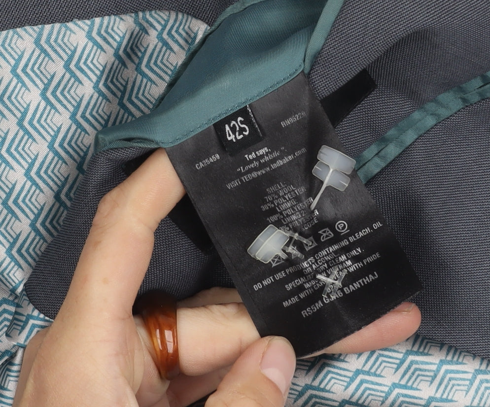 Mens UK Size 42 Ted Baker Regular Grey Suit Jacket