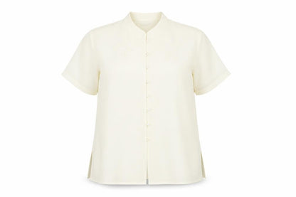 Womens UK Size 14 Eastex Ivory Basic Button-Up