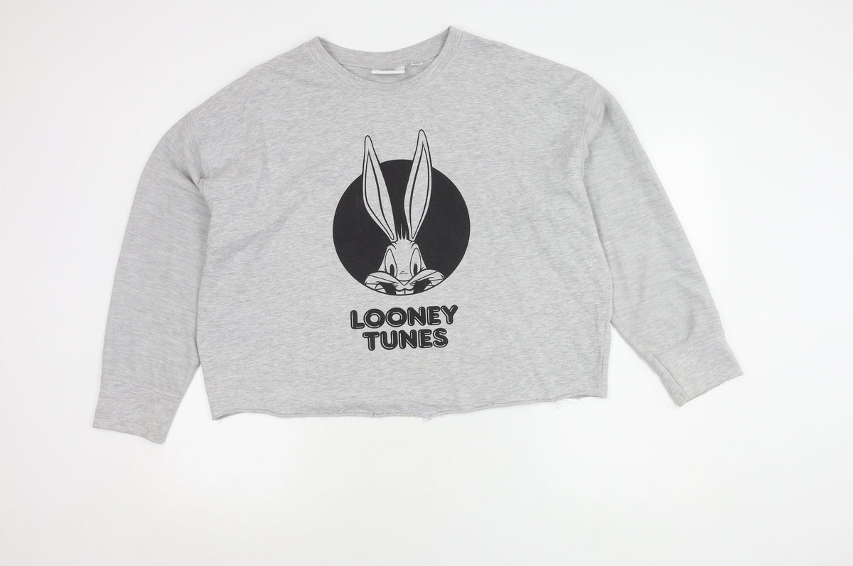 Womens UK Size S Looney Tunes Grey Pullover Sweatshirt